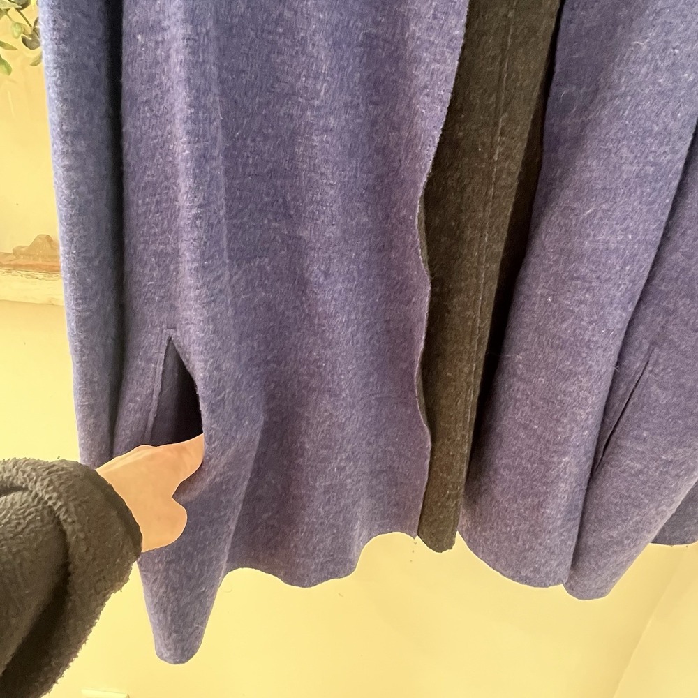 Eileen Fisher Merino Wool Collarless Open Front Cardigan Jacket XXL blue/purple - Picture 2 of 5